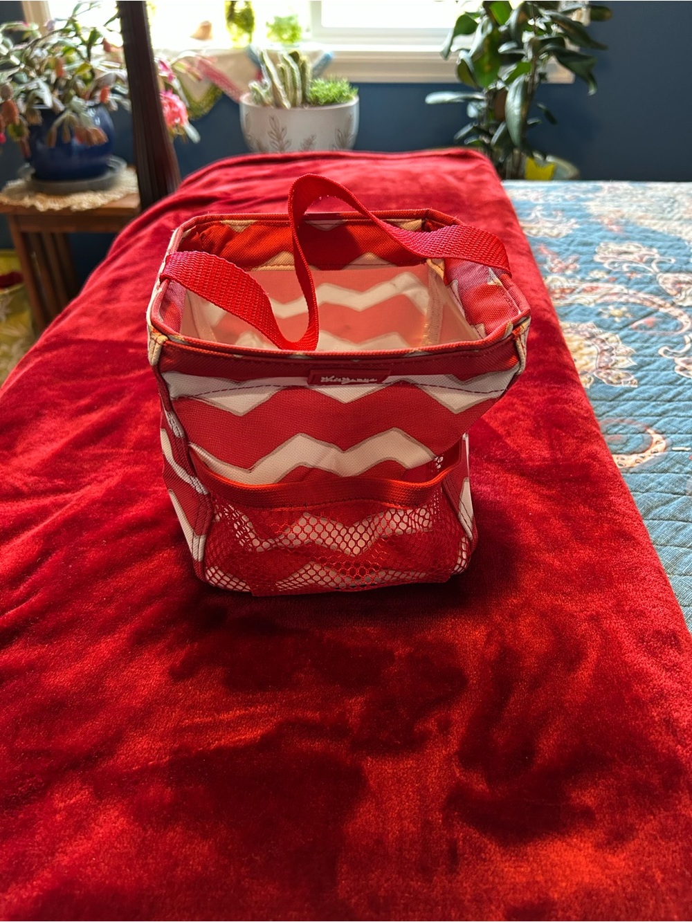 thirty-one Red and White Chevron Cosmetic Caddy